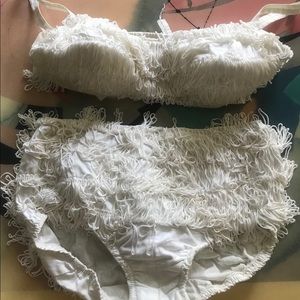 Vintage 1950’s white pin up fringe bikini